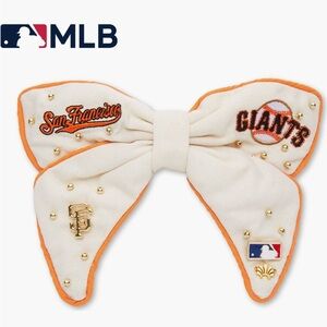 MLB Giants Hair Bow - Cream and Orange - 100% cotton